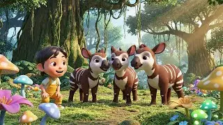 Three Little Okapis Tiptoe Tiptoe Tiptoe | Nursery Rhymes for Kids & Baby Songs
