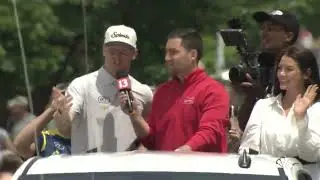 Dominic Miranda interviews Christian Rasmussen at the Indianapolis 500 Festival Parade
