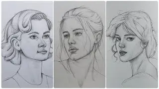 How to draw a Girl’s Face easily step by step Using the Loomis Method | Girl's Face Drawing 