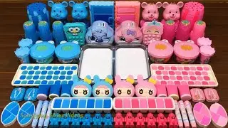 BLUE vs PINK RABBITS ___ Mixing random into GLOSSY slime___Satisfying Slime Video 1455