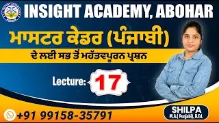 Master Cadre Punjabi || MCQ Lecture 17 || Master Cadre Punjabi Preparation || Insight Academy Abohar