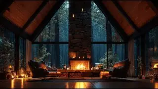 Safe Inside a Glass House While Heavy Rain Falls Outside | Smooth Piano Jazz