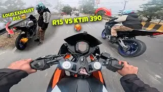 Aaj To Race Lag Gai R15 vs Ktm 390 🥵 || Crazy Exhaust Sound 🤯