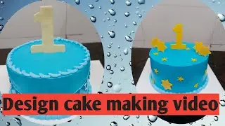 2+ Design cake blue colour icing Design topping number 1 and yellow colour  star Design 🎂🍰
