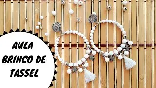 Brinco branco com tassel - Passo a passo brinco de miçanga