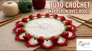 Tuto napperon avec rose au crochet