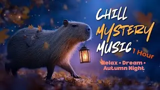 1 Hour Chill Mystery Music | Capybara Lantern Walk in the Autumn Forest 🌙🍁 | Relaxing Night