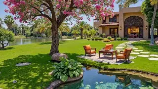 🌴 Morning Coffee Jazz by the Lake  | Coffee Music for Productivity in a Green Garden Villa.