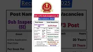 SSC CPO Sub Inspector SI Recruitment 2025 #ssc #sscsubinspector #ssccpo2025 #sscsi #ssccposyllabus