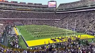 LSU Band on the Felids & LSU Team walk on the field