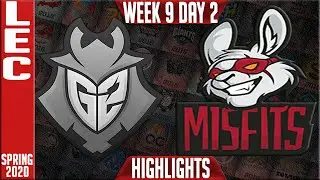 G2 vs MSF Highlights | LEC Spring 2020 W9D2 | G2 Esports vs Misfits Gaming