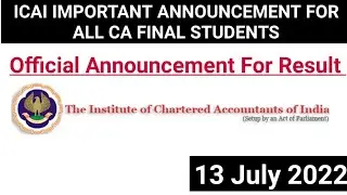 Ca Final May 2022 Exam Official Result Date Out