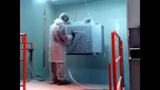Powder coating plant for transformers