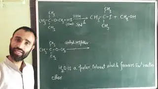 Reaction of ether with conc. HI and anhydrous HI / alcohol, phenol and  ether / class