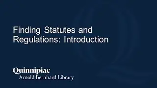 Finding Statutes and Regulations: Introduction