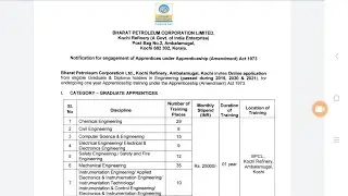 BPCL Recruitment 2021 | BPCL Apprentice 2021 | BPCL Vacancy 2021 | Diploma Jobs |B.Tech| Latest Jobs