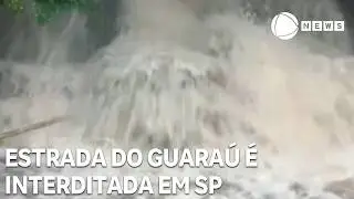 Estrada do Guara&uacute;, em Peru&iacute;be, &eacute; interditada por risco de queda de barreira