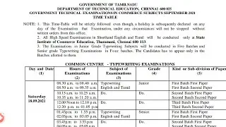 TYPEWRITING SHORTHAND EXAM TIMETABLE SEPTEMBER 2021 TAMILNADU TAMILAN EXAMS