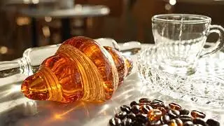  GLASS Croissants & GLASS Coffee ASMR | Crystal Breakfast in Ultra Realistic 8K