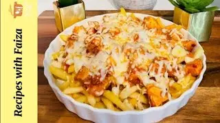Butter chicken fries with loaded cheese  easy recipe by # RECIPES WITH FAIZA