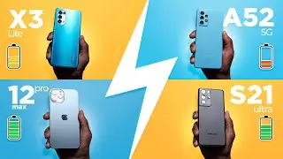 ULTIMATE Charging Test | S21 Ultra vs 12 Pro Max vs Oppo Find X3 Lite vs A52 5G