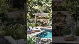Farmhouse Garden Pool Bliss | Rustic Outdoor Escape