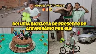 Aniversário de 10 anos de Miguel| Festinha surpresa| dei uma bike de presente pro meu irmão 🎁🎂🥳🥹