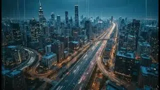 Christmas Rain in the Big City ASMR | Cozy Night Traffic & City Lights Ambience