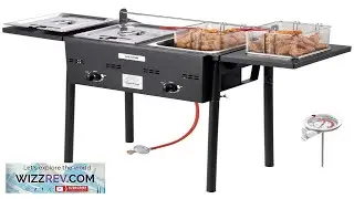 VEVOR Outdoor Propane Deep Fryer Dual Tank 8QTx2 Commercial Fryer Stainless Steel Cooker