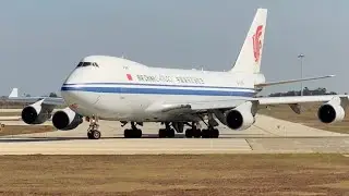 Air China Cargo Boeing 747-4FTF flying first time landing at Techo International Airport Phnom Penh 