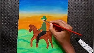 painting a simple cowboy riding a horse  || easy painting
