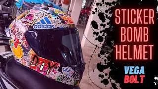 VEGA BOLT MODIFICATION | STICKERBOMB💥| BIKE HELMET STICKER