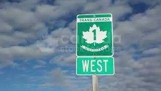 HD Royalty free. Trans Canada Highway 1 sign stock video. Saskatchewan Canada canadastockfootage.com