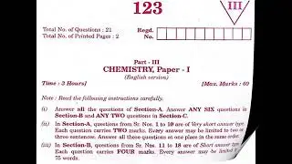 AP Inter 1st Year Chemistry  (EM) 2020, 2019, 2018, 2017, 2016, 2014, 2013, 2012 Question Paper