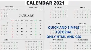 Design Beautiful Calendar 2021, Using HTML and CSS. 