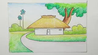 Easy Scenery Drawing with Oil Pastels/Color Pencils for Kids