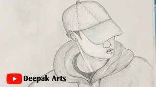 Boy Sketch Wearing Cap | Full Time-Lapse Drawing | Attitude Sketch Art &lrm;⁨Deepak art #sketch​ 
