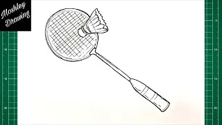 How to Draw a Badminton Racket and Shuttlecock