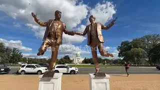 Sculpture depicting Jeffrey Epstein and Donald Trump reemerges on the National Mall