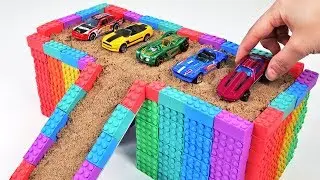 LEARN COLORS IN ENGLISH AND MAKE A RAINBOW GARAGE OUT OF KINETIC SAND! ㅣ