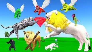 Unique Lion and Colourful Tiger | RANGEEN PANKHO WALE BAGH | SHER WALA CARTOON | JUNGLE ANIMALS S...