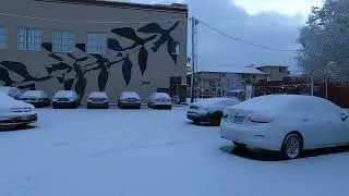 City Walk | Downtown Eugene During Winter Storm | Oregon, USA | 4K