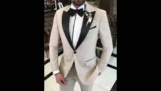 GentWith Hamden Beige Slim Fit Peak Lapel Tuxedo