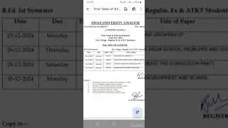 B.ed 1st sem #exam #jiwajiuniversity #timetable