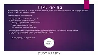HTML A TAG with Source Code | STUDY VARSITY