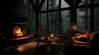 Soft Thunder & Falling Rain 🌧️🔥 Fireplace White Noise for Deep Sleep, Relaxation & Stress Relief