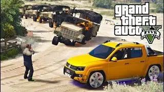 GTA V : DESTRUÍMOS UM COMBOIO MILITAR E SAÍMOS DE FUGA DE AMAROK  : GTA 5 MODS
