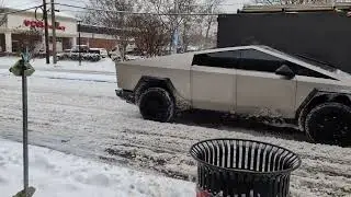 Tesla Cybertruck vs. Icy City Street