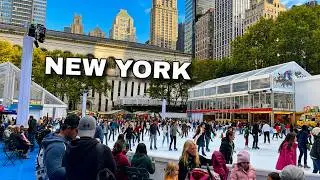 [4K HDR]  Bryant Park Winter Village Opening Day Fall 2021