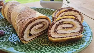 Rulada bicolora cu Nutella. Reteta simpla si rapida din doar 5 ingrediente